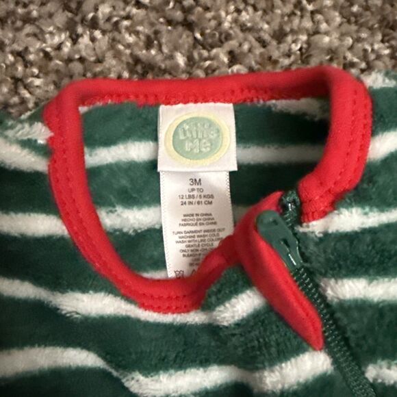 Little Me Size 3 Months Santa Striped Pajama - Picture 3 of 3
